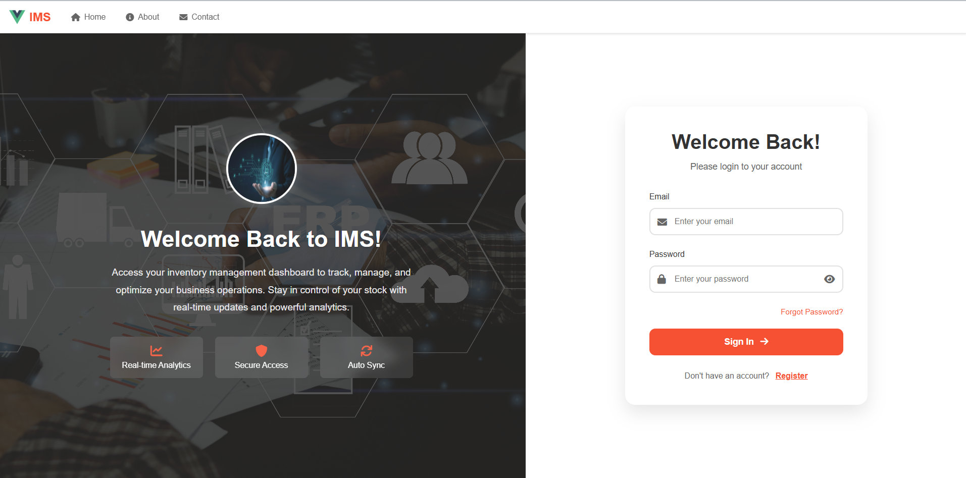 Inventory Management website — dashboard view